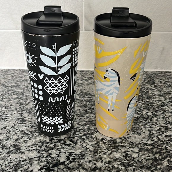 Vintage - BUNDLE - 2 Starbucks Tumblers Collectibles Black & Yellow 16oz - Picture 3 of 6